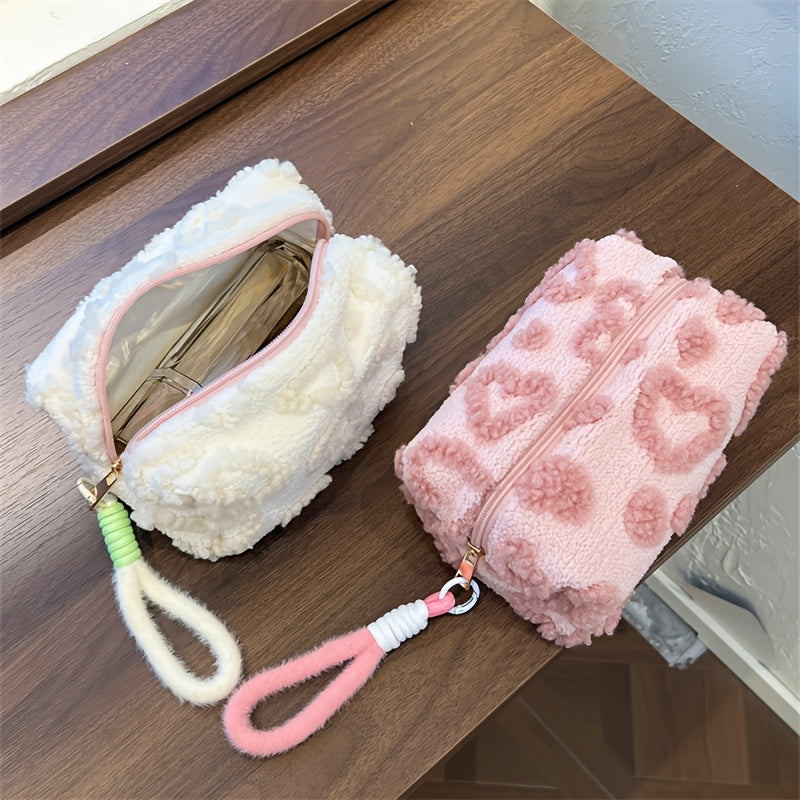 Sweet and Lovely Heart Hand Carry Pillow Bag Cosmetic Bag, Essential Travel Item for Women, Skin Care Storage Bag, Cosmetic Bag, Coin Lipstick Cosmetic Storage Bag, Travel Bag Storage Bag, Sanitary Napkin Storage Bag, Makeup